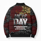 Australia ANZAC Day Bomber Puffer Jacket We Will Remember Them Poppy Camouflage - Aussie Hoodie