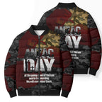 Australia ANZAC Day Bomber Puffer Jacket We Will Remember Them Poppy Camouflage - Aussie Hoodie