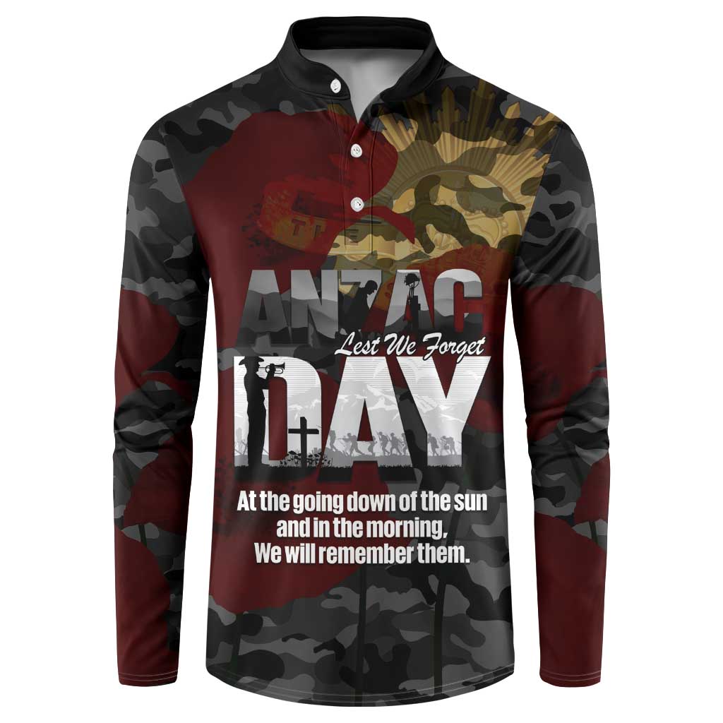 Australia ANZAC Day Button Sweatshirt We Will Remember Them Poppy Camouflage - Aussie Hoodie