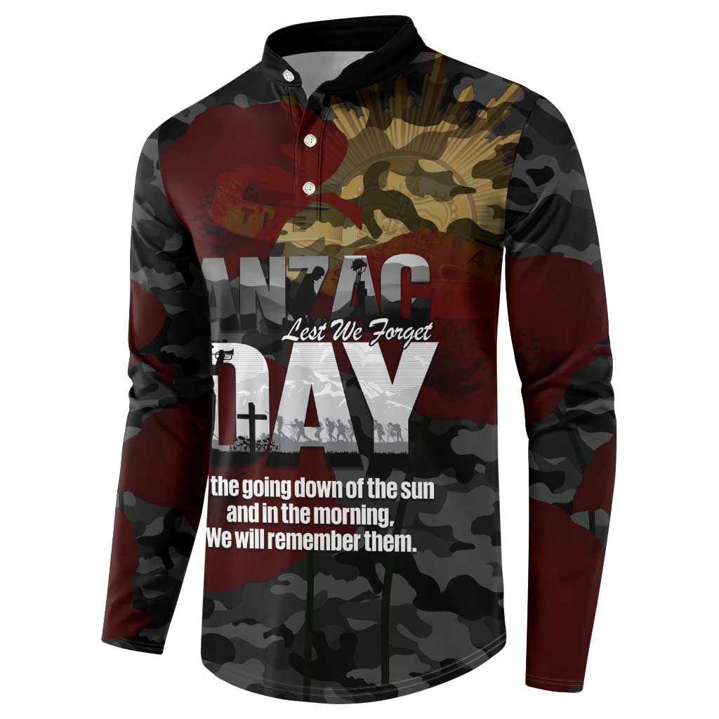 Australia ANZAC Day Button Sweatshirt We Will Remember Them Poppy Camouflage - Aussie Hoodie