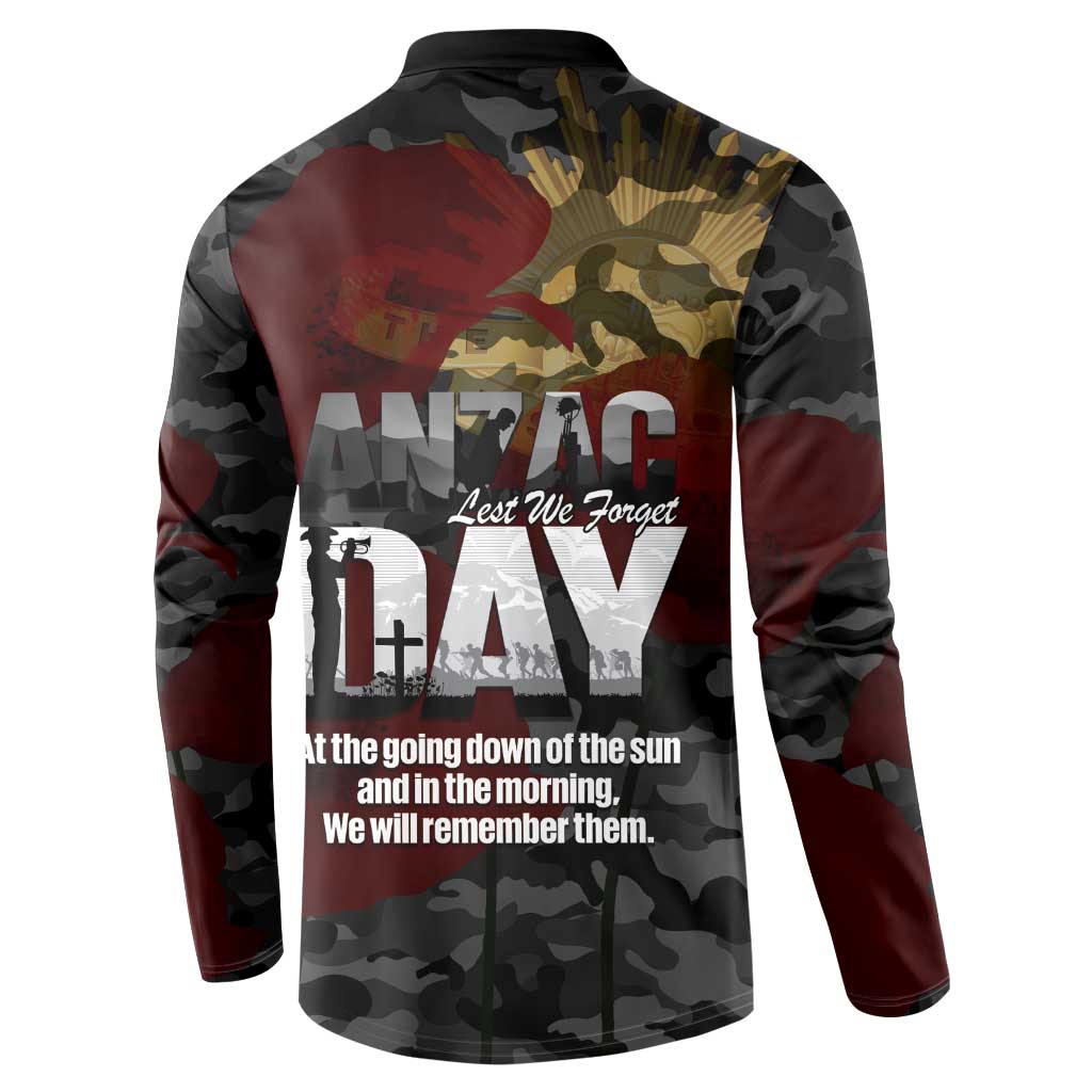Australia ANZAC Day Button Sweatshirt We Will Remember Them Poppy Camouflage - Aussie Hoodie