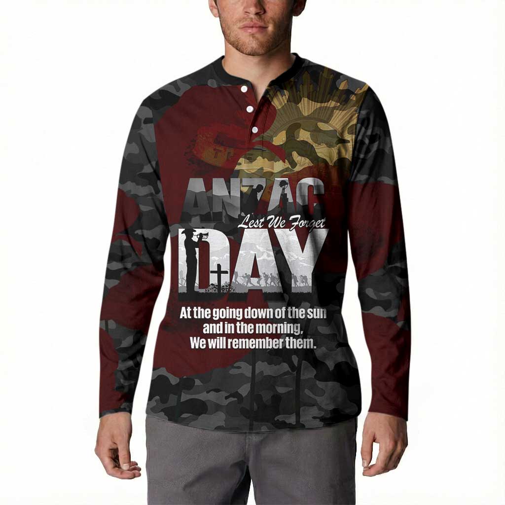 Australia ANZAC Day Button Sweatshirt We Will Remember Them Poppy Camouflage - Aussie Hoodie