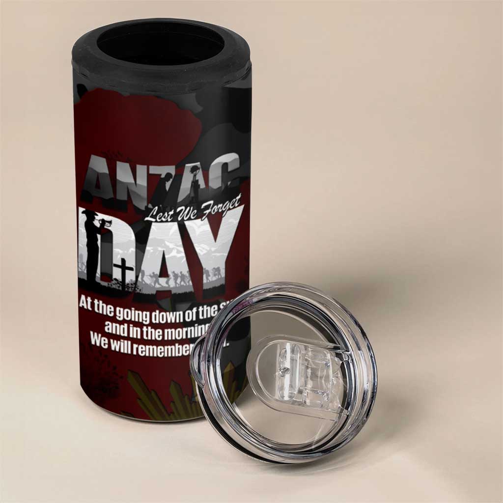 Australia ANZAC Day 4 in 1 Can Cooler Tumbler We Will Remember Them Poppy Camouflage - Aussie Hoodie