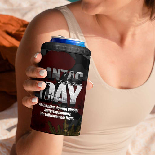 Australia ANZAC Day 4 in 1 Can Cooler Tumbler We Will Remember Them Poppy Camouflage - Aussie Hoodie
