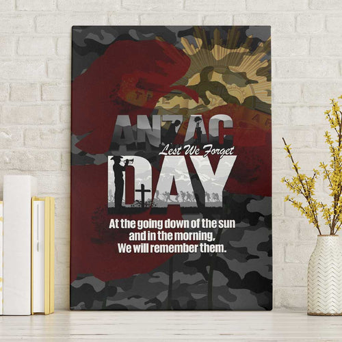 Australia ANZAC Day Canvas Wall Art We Will Remember Them Poppy Camouflage - Aussie Hoodie