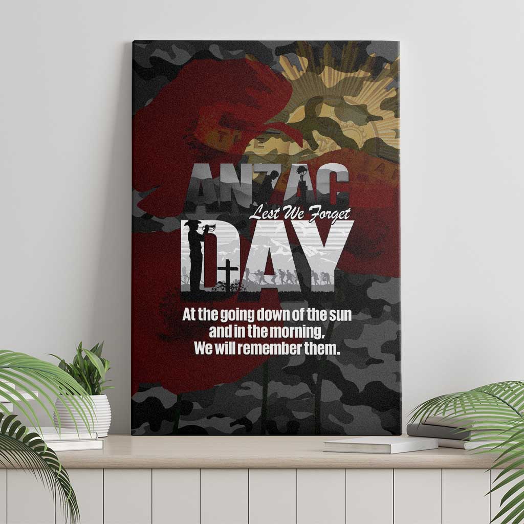 Australia ANZAC Day Canvas Wall Art We Will Remember Them Poppy Camouflage - Aussie Hoodie