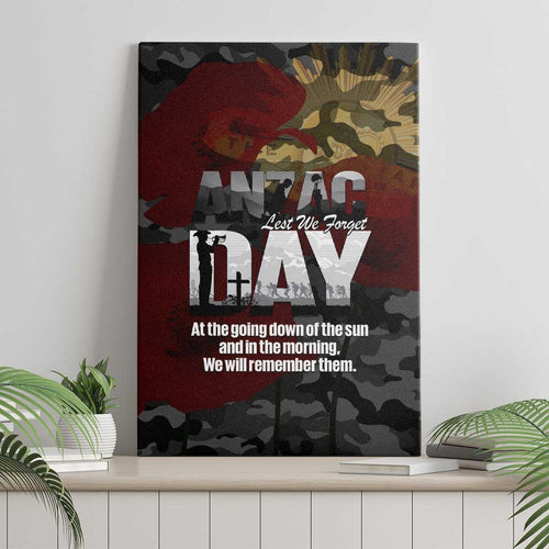 Australia ANZAC Day Canvas Wall Art We Will Remember Them Poppy Camouflage - Aussie Hoodie