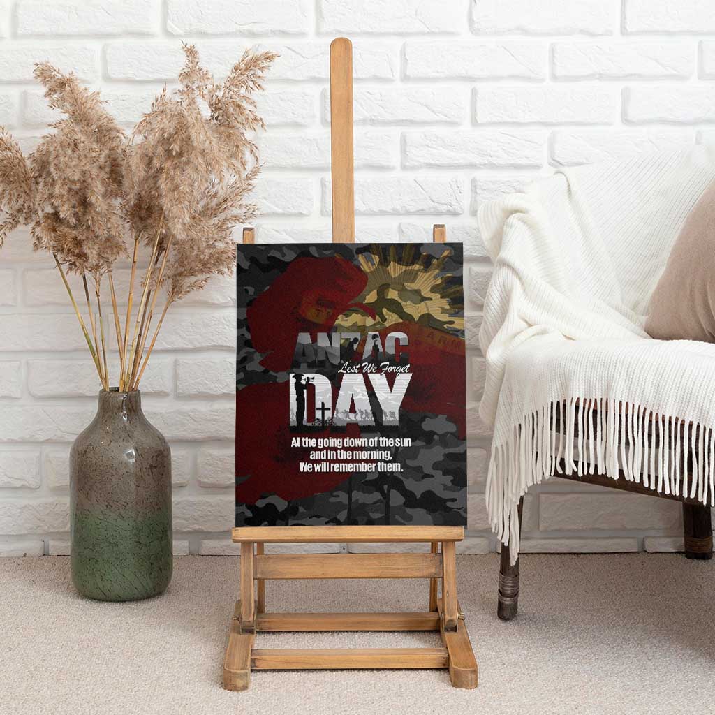 Australia ANZAC Day Canvas Wall Art We Will Remember Them Poppy Camouflage - Aussie Hoodie
