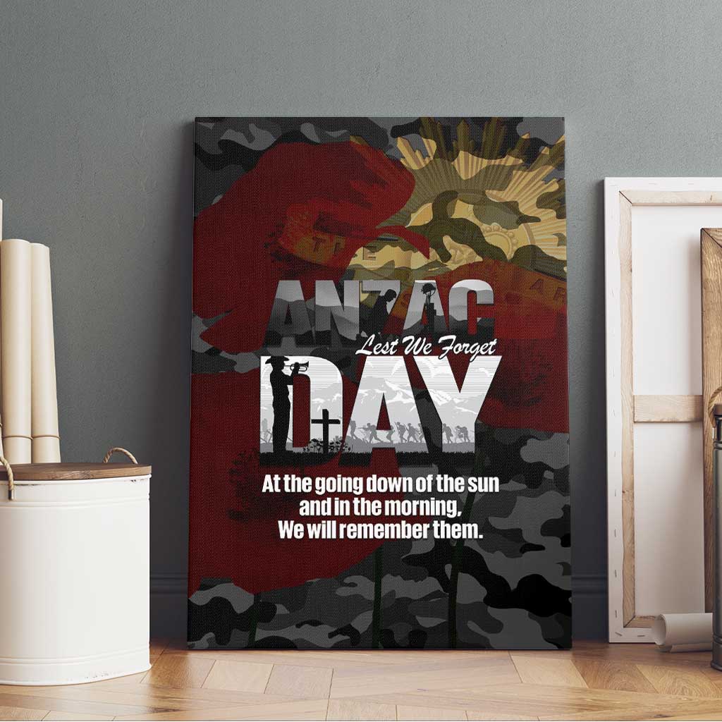 Australia ANZAC Day Canvas Wall Art We Will Remember Them Poppy Camouflage - Aussie Hoodie