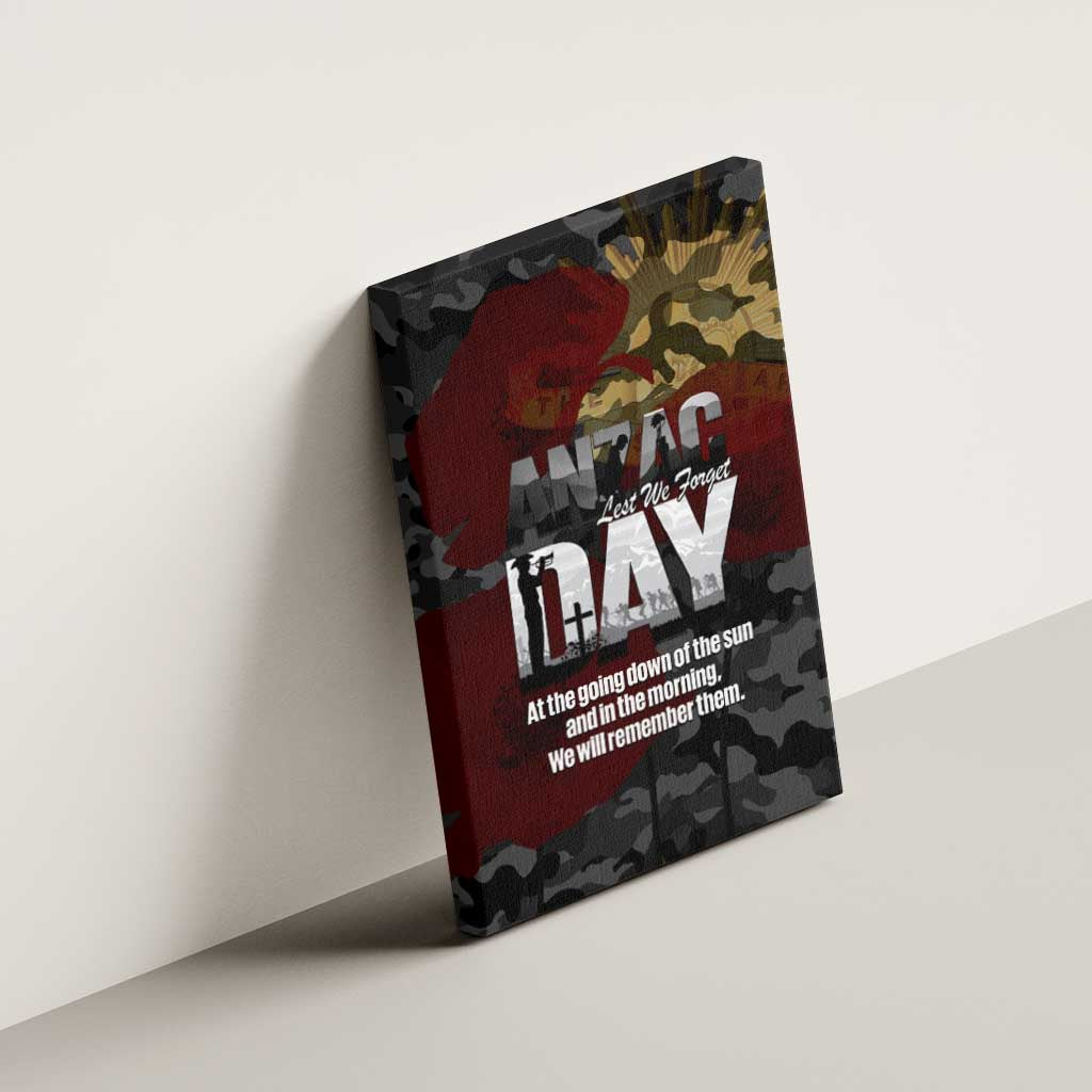 Australia ANZAC Day Canvas Wall Art We Will Remember Them Poppy Camouflage - Aussie Hoodie
