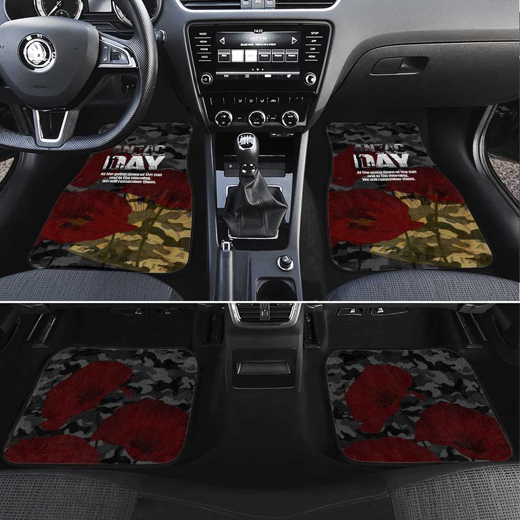 Australia ANZAC Day Car Mats We Will Remember Them Poppy Camouflage - Aussie Hoodie