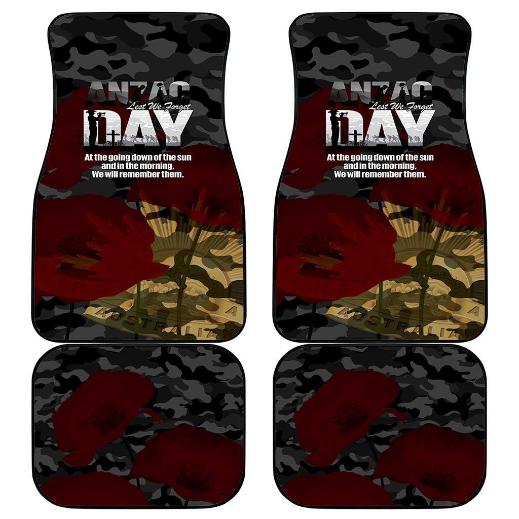 Australia ANZAC Day Car Mats We Will Remember Them Poppy Camouflage - Aussie Hoodie