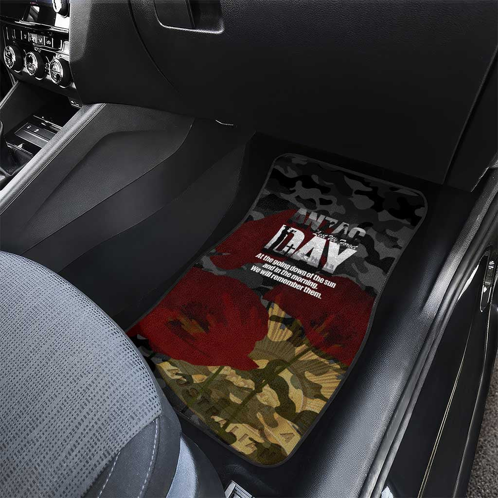 Australia ANZAC Day Car Mats We Will Remember Them Poppy Camouflage - Aussie Hoodie