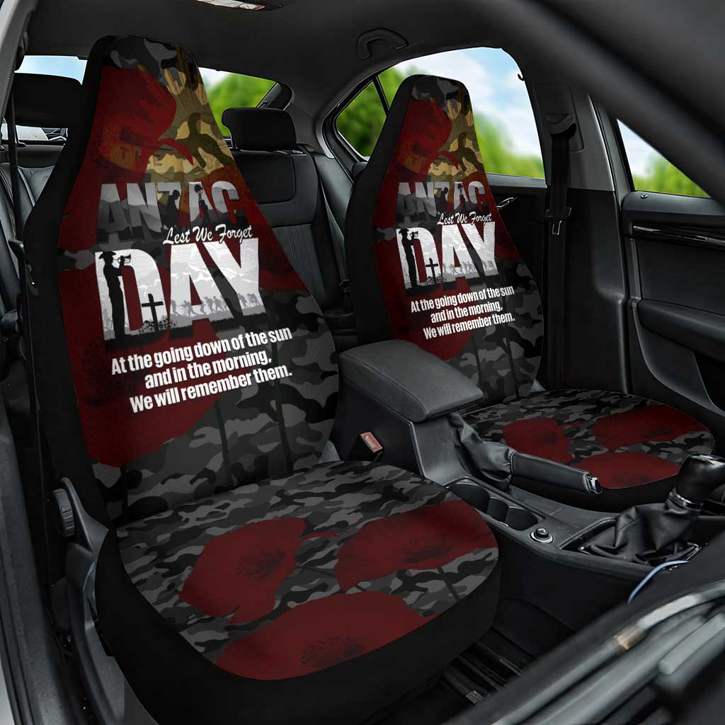 Australia ANZAC Day Car Seat Cover We Will Remember Them Poppy Camouflage - Aussie Hoodie