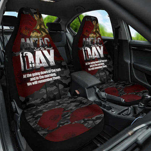 Australia ANZAC Day Car Seat Cover We Will Remember Them Poppy Camouflage - Aussie Hoodie