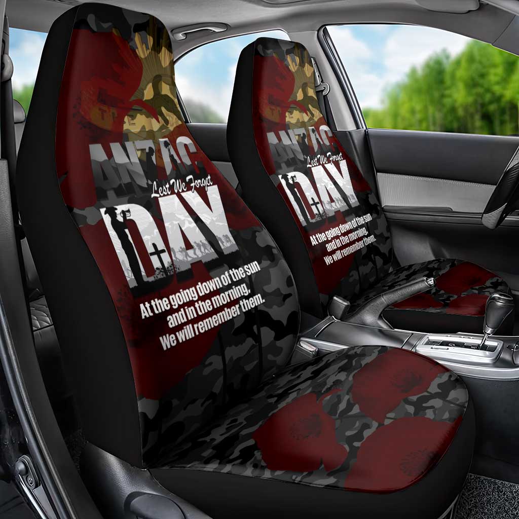 Australia ANZAC Day Car Seat Cover We Will Remember Them Poppy Camouflage - Aussie Hoodie