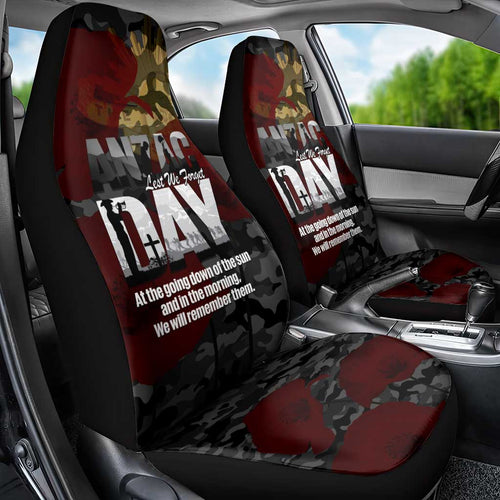 Australia ANZAC Day Car Seat Cover We Will Remember Them Poppy Camouflage - Aussie Hoodie