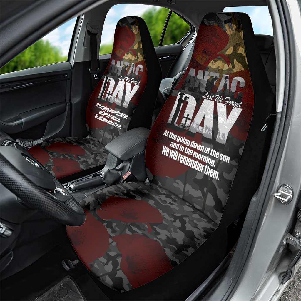 Australia ANZAC Day Car Seat Cover We Will Remember Them Poppy Camouflage - Aussie Hoodie