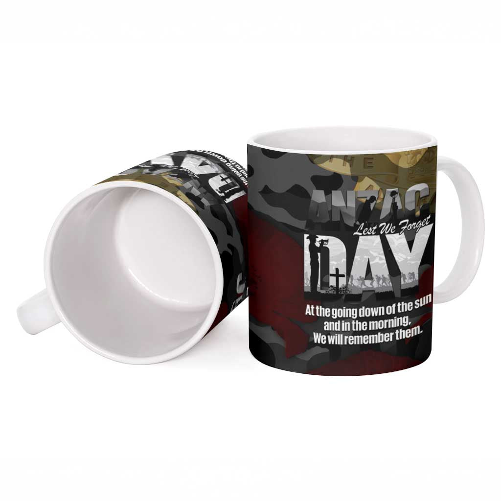 Australia ANZAC Day Ceramic Mug We Will Remember Them Poppy Camouflage - Aussie Hoodie