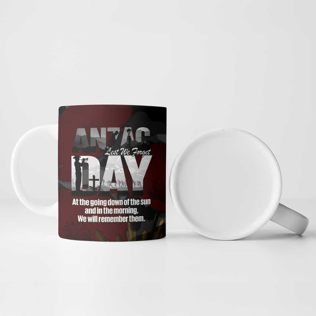 Australia ANZAC Day Ceramic Mug We Will Remember Them Poppy Camouflage - Aussie Hoodie