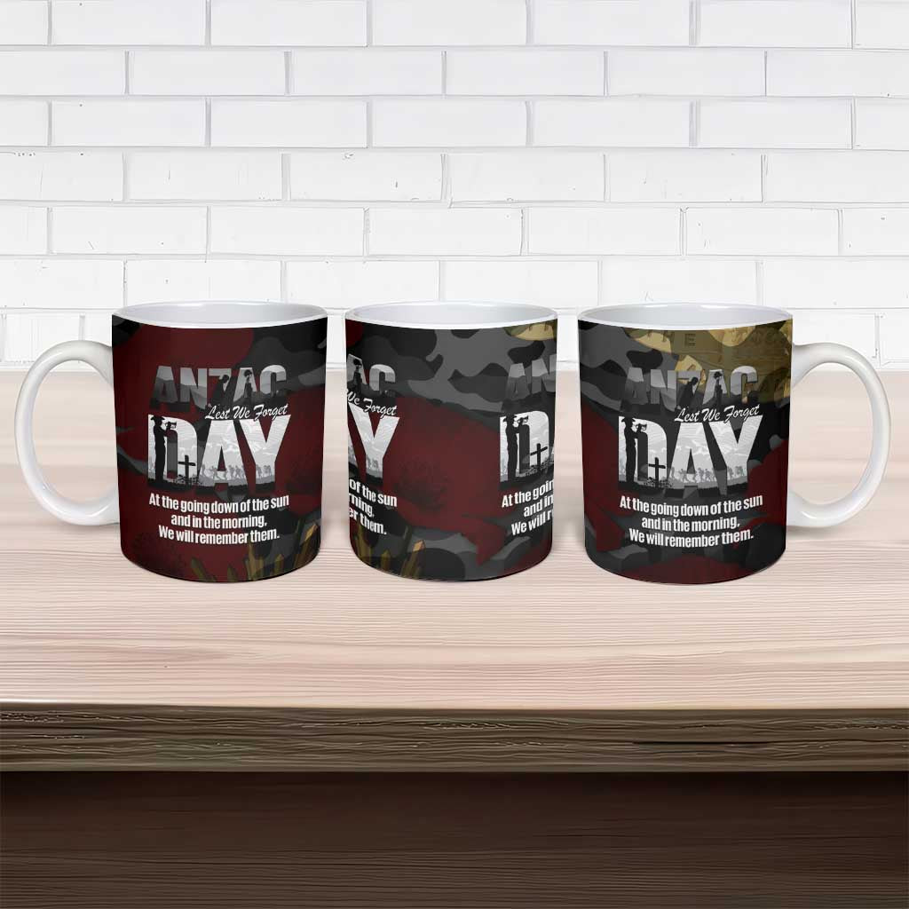 Australia ANZAC Day Ceramic Mug We Will Remember Them Poppy Camouflage - Aussie Hoodie