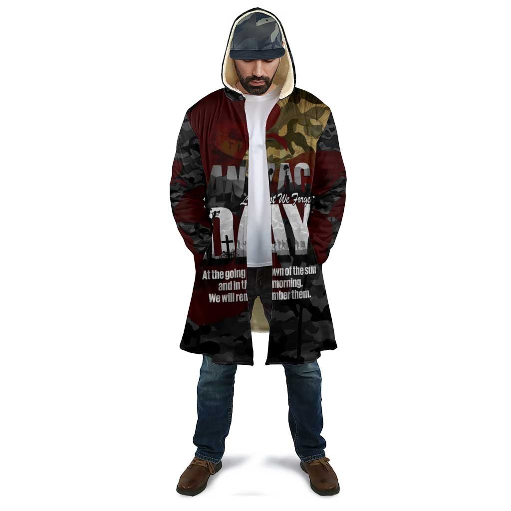 Australia ANZAC Day Cloak We Will Remember Them Poppy Camouflage - Aussie Hoodie