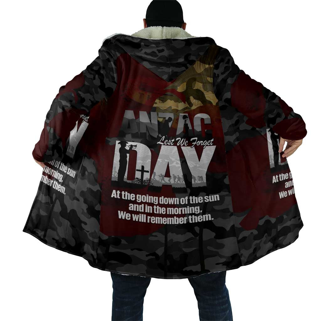 Australia ANZAC Day Cloak We Will Remember Them Poppy Camouflage - Aussie Hoodie