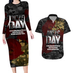 Australia ANZAC Day Couples Matching Long Sleeve Bodycon Dress and Hawaiian Shirt We Will Remember Them Poppy Camouflage - Aussie Hoodie