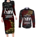 Australia ANZAC Day Couples Matching Long Sleeve Bodycon Dress and Long Sleeve Button Shirt We Will Remember Them Poppy Camouflage - Aussie Hoodie