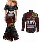 Australia ANZAC Day Couples Matching Mermaid Dress and Long Sleeve Button Shirt We Will Remember Them Poppy Camouflage - Aussie Hoodie