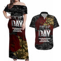 Australia ANZAC Day Couples Matching Off Shoulder Maxi Dress and Hawaiian Shirt We Will Remember Them Poppy Camouflage - Aussie Hoodie
