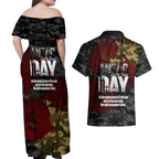 Australia ANZAC Day Couples Matching Off Shoulder Maxi Dress and Hawaiian Shirt We Will Remember Them Poppy Camouflage - Aussie Hoodie