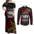 Australia ANZAC Day Couples Matching Off Shoulder Maxi Dress and Long Sleeve Button Shirt We Will Remember Them Poppy Camouflage - Aussie Hoodie