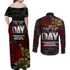 Australia ANZAC Day Couples Matching Off Shoulder Maxi Dress and Long Sleeve Button Shirt We Will Remember Them Poppy Camouflage - Aussie Hoodie