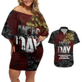 Australia ANZAC Day Couples Matching Off Shoulder Short Dress and Hawaiian Shirt We Will Remember Them Poppy Camouflage - Aussie Hoodie