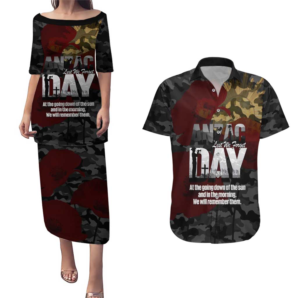 Australia ANZAC Day Couples Matching Puletasi and Hawaiian Shirt We Will Remember Them Poppy Camouflage - Aussie Hoodie