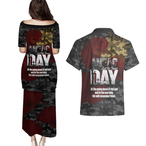 Australia ANZAC Day Couples Matching Puletasi and Hawaiian Shirt We Will Remember Them Poppy Camouflage - Aussie Hoodie