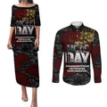 Australia ANZAC Day Couples Matching Puletasi and Long Sleeve Button Shirt We Will Remember Them Poppy Camouflage - Aussie Hoodie