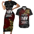 Australia ANZAC Day Couples Matching Short Sleeve Bodycon Dress and Hawaiian Shirt We Will Remember Them Poppy Camouflage - Aussie Hoodie
