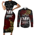 Australia ANZAC Day Couples Matching Short Sleeve Bodycon Dress and Long Sleeve Button Shirt We Will Remember Them Poppy Camouflage - Aussie Hoodie