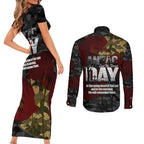 Australia ANZAC Day Couples Matching Short Sleeve Bodycon Dress and Long Sleeve Button Shirt We Will Remember Them Poppy Camouflage - Aussie Hoodie