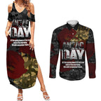 Australia ANZAC Day Couples Matching Summer Maxi Dress and Long Sleeve Button Shirt We Will Remember Them Poppy Camouflage - Aussie Hoodie