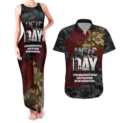 Australia ANZAC Day Couples Matching Tank Maxi Dress and Hawaiian Shirt We Will Remember Them Poppy Camouflage - Aussie Hoodie