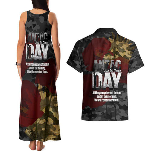 Australia ANZAC Day Couples Matching Tank Maxi Dress and Hawaiian Shirt We Will Remember Them Poppy Camouflage - Aussie Hoodie