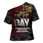 Australia ANZAC Day Cross Shoulder Shirt We Will Remember Them Poppy Camouflage - Aussie Hoodie