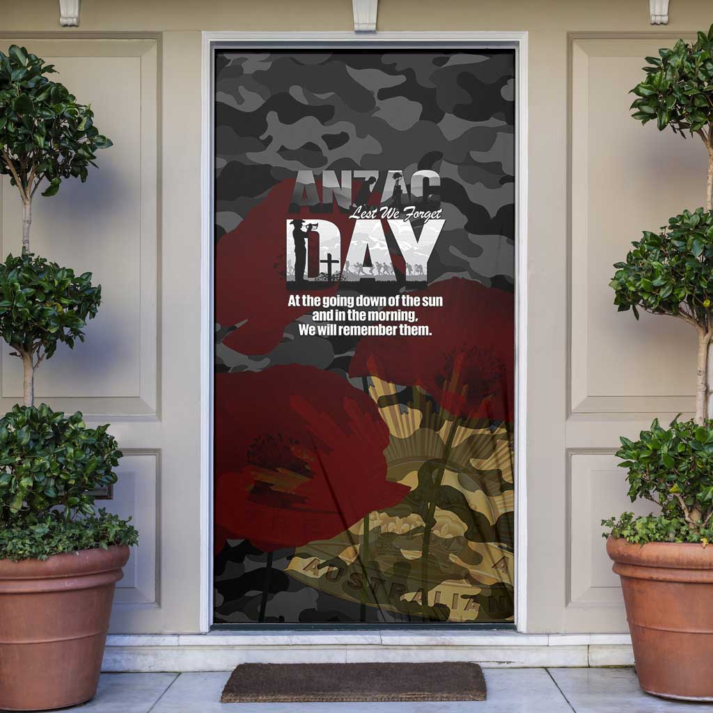 Australia ANZAC Day Door Cover We Will Remember Them Poppy Camouflage - Aussie Hoodie