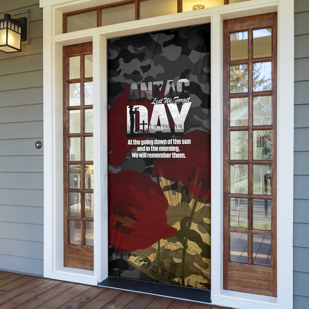 Australia ANZAC Day Door Cover We Will Remember Them Poppy Camouflage - Aussie Hoodie