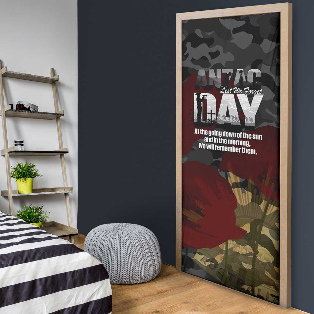 Australia ANZAC Day Door Cover We Will Remember Them Poppy Camouflage - Aussie Hoodie