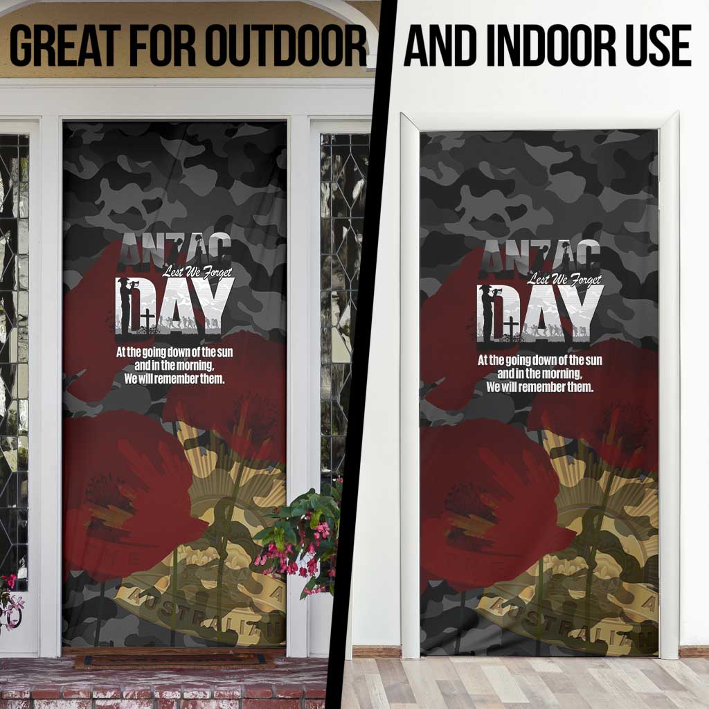 Australia ANZAC Day Door Cover We Will Remember Them Poppy Camouflage - Aussie Hoodie