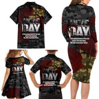 Australia ANZAC Day Family Matching Long Sleeve Bodycon Dress and Hawaiian Shirt We Will Remember Them Poppy Camouflage